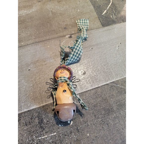 Snowman star Bell ornament plaid Xmas decor - Picture 1 of 6